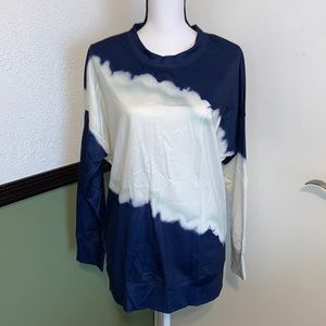 Women’s crewneck tie dye sweatshirt striped printed loose soft long sleeved top